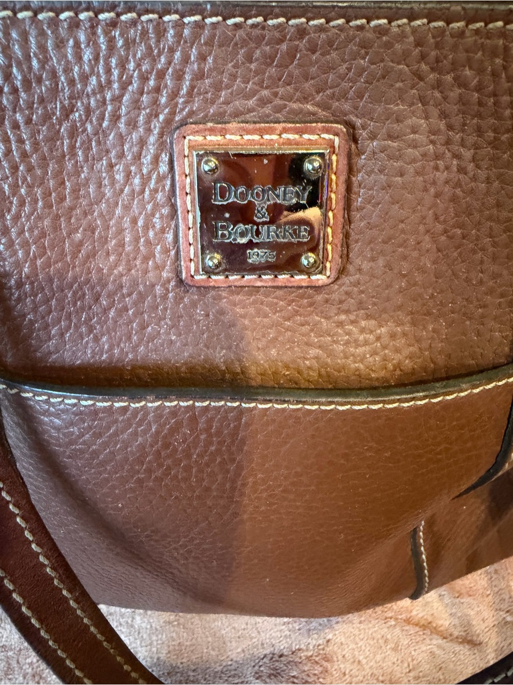 Dooney & Bourke Brown Pebbled Leather Tote - Picture 2 of 7